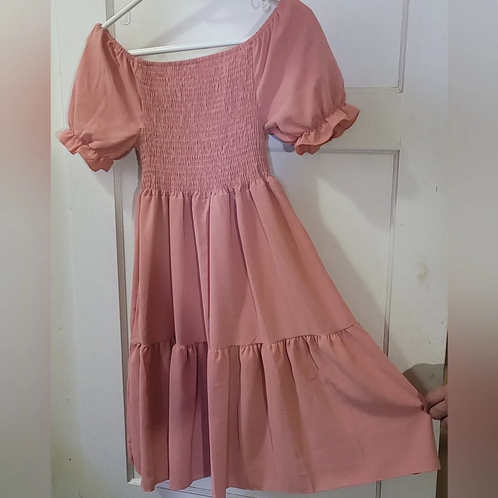 NWOT 😍XL Dusty Rose Peasant style dress - Picture 2 of 5